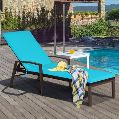 Adjustable Patio Chaise Lounge Chair Set with Cushions