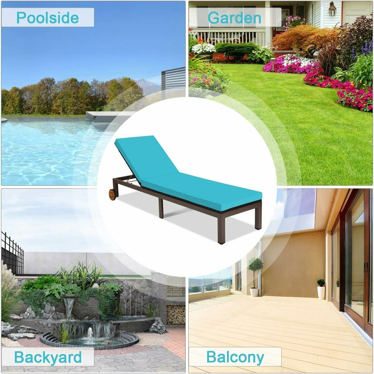 Adjustable Patio Chaise Lounge Chair with Cushion