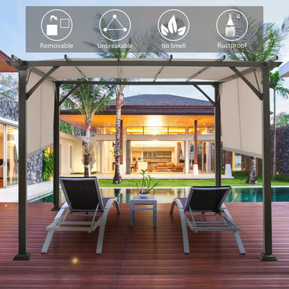 16' x 8' 2Pcs Universal Replacement Canopy for Pergola Structure Sun Awning-Brown