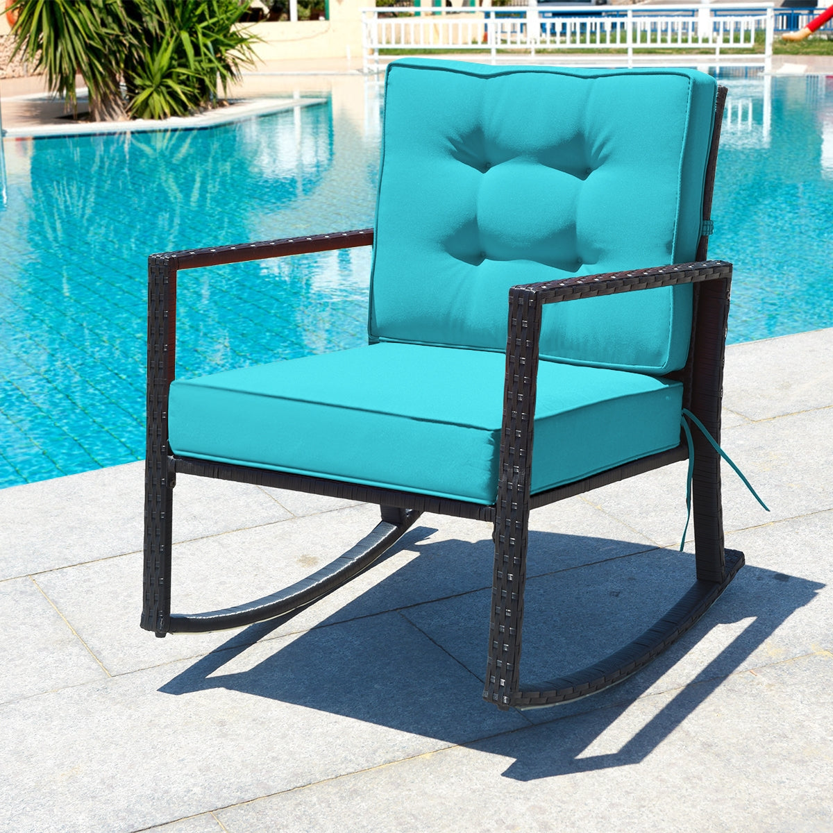 Rattan Rocking Chair with Cushion for Patio