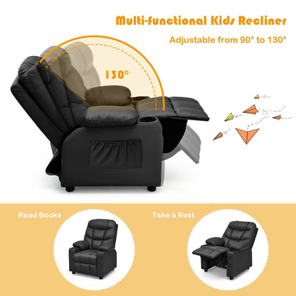 Kids Recliner Chair with Cup Holder and Footrest