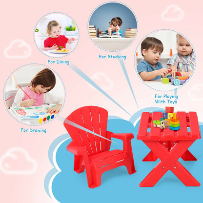 Kids Table and Chair Set - 3-Piece Plastic Play Furniture