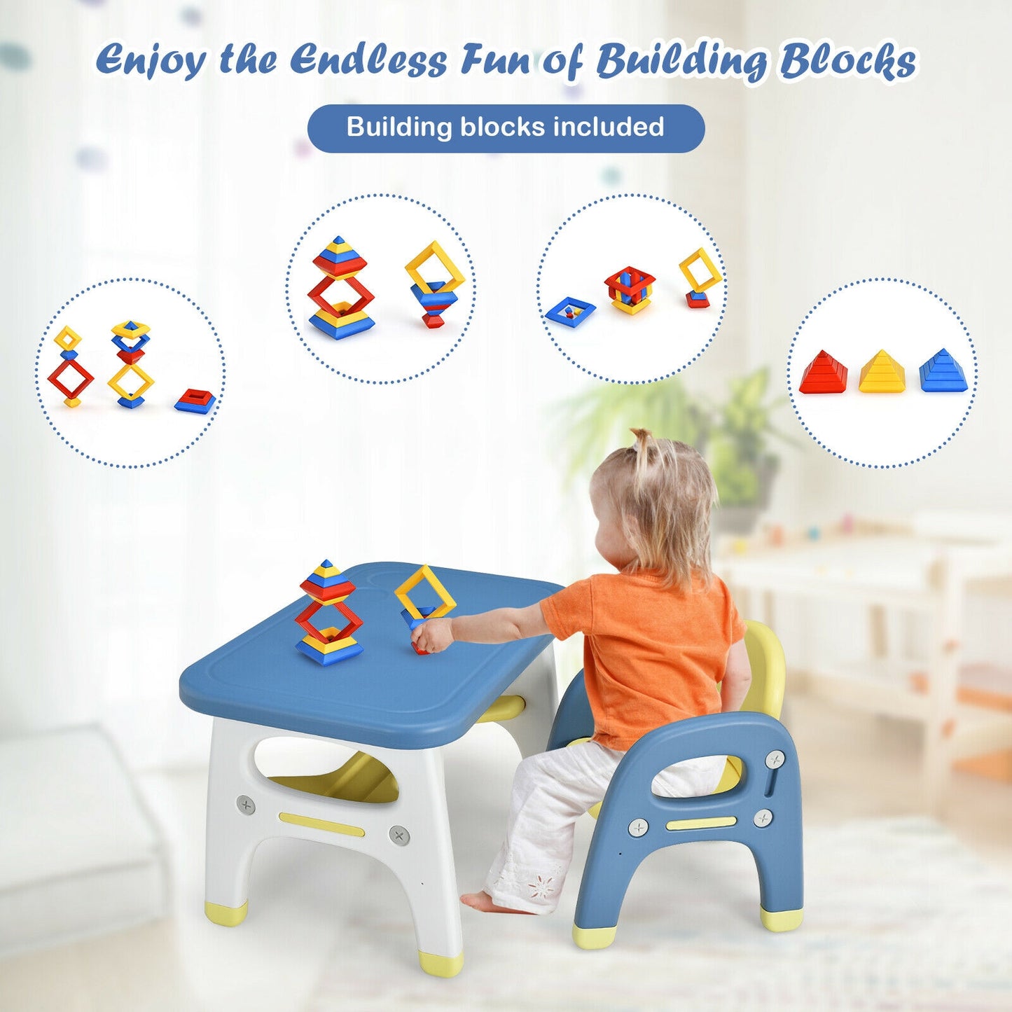 Kids Activity Table and Chair Set with Montessori Toys