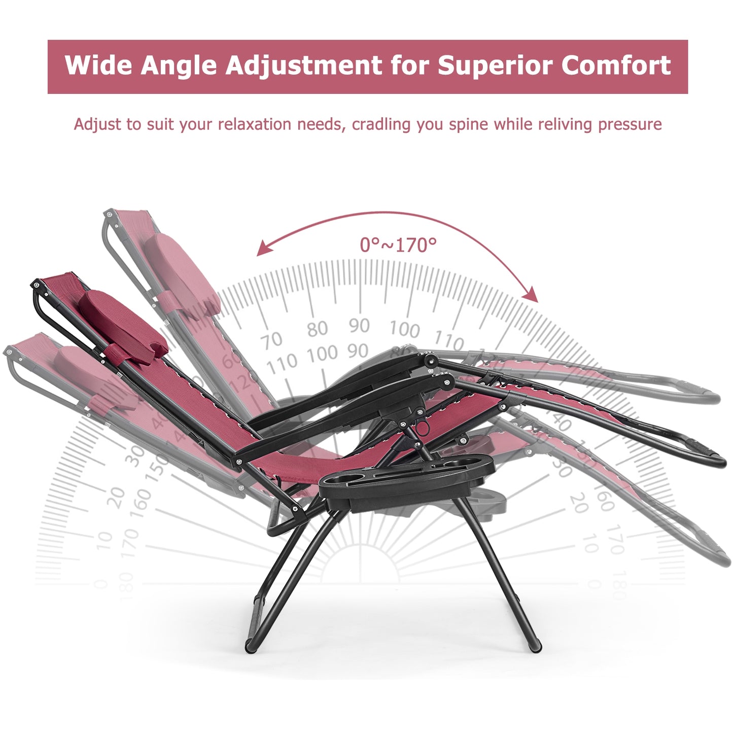 Folding Recliner Lounge Chair with Adjustable Canopy