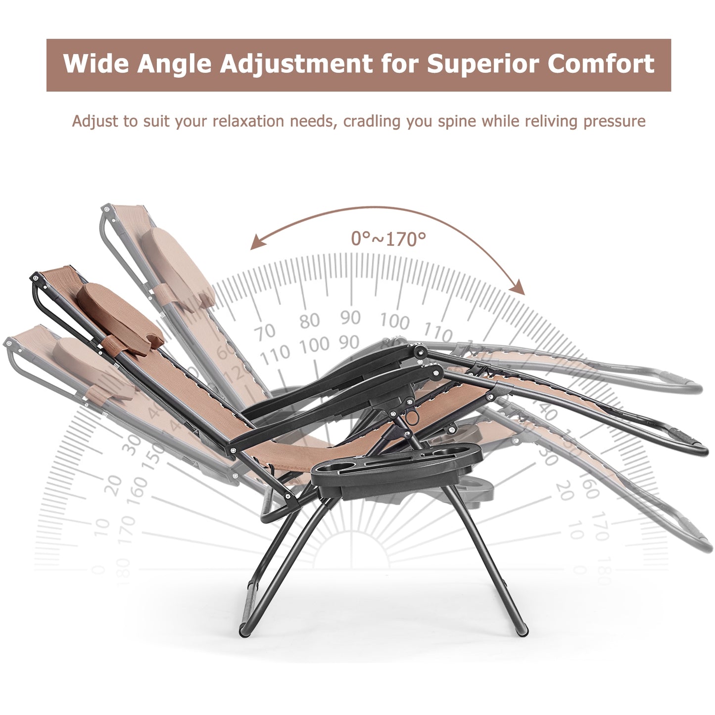 Folding Recliner Lounge Chair with Adjustable Canopy