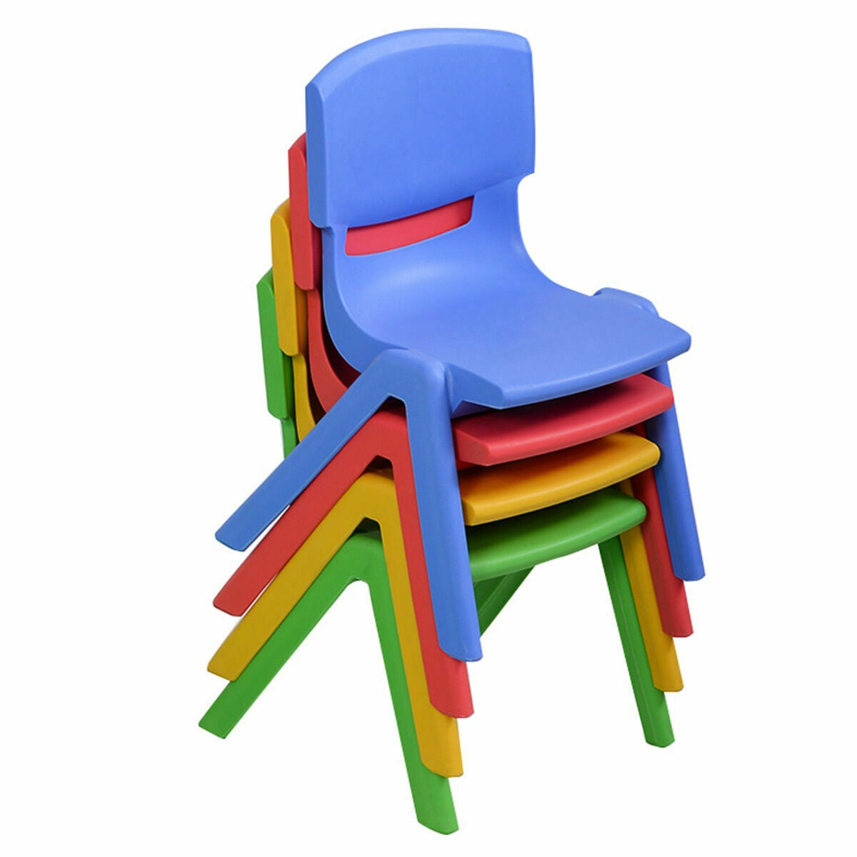 Stackable Kids Chairs 4-Pack - Colorful Plastic Seating