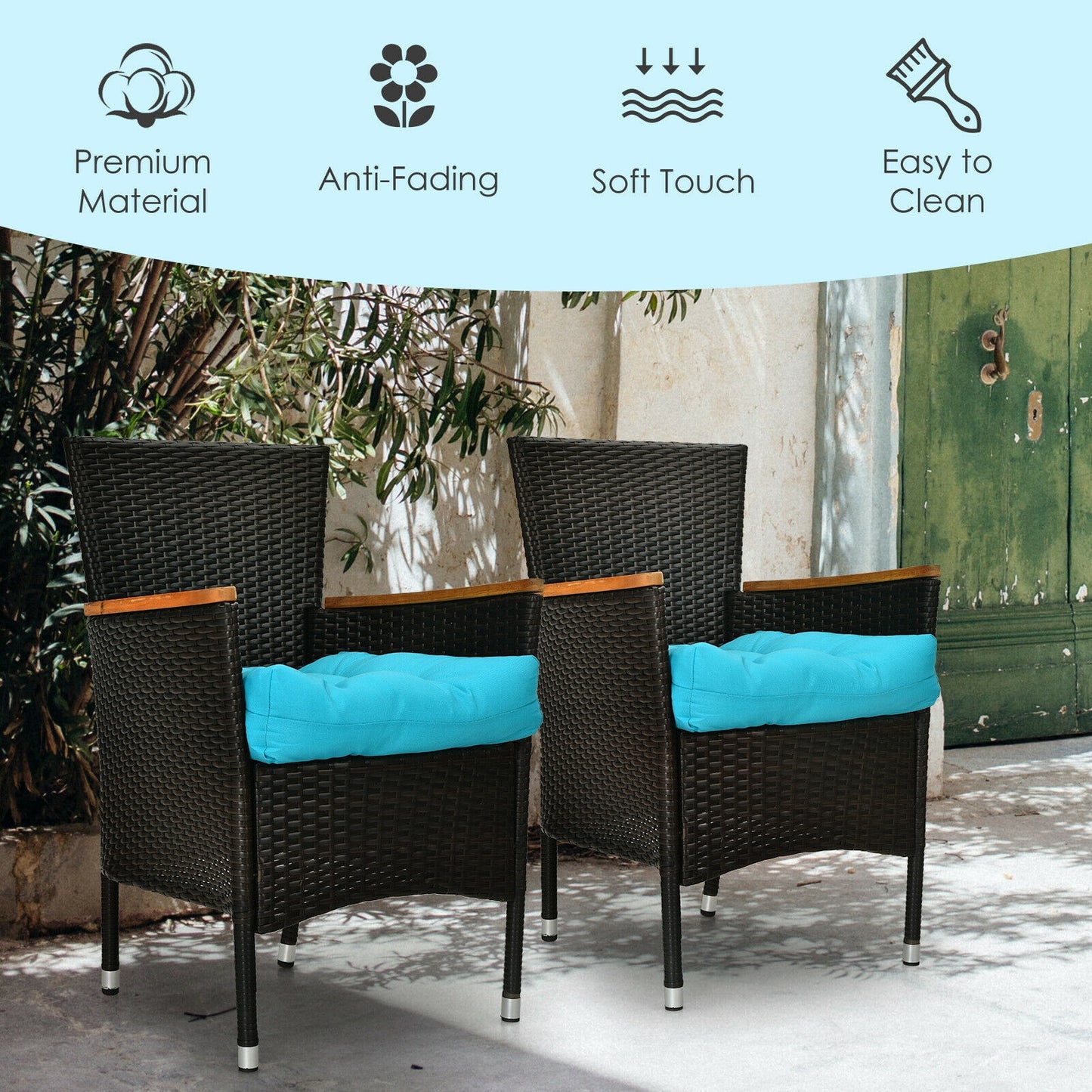 21x21 Inch Patio Chair Seat Cushion Pads - Indoor & Outdoor
