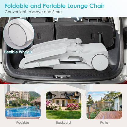 Adjustable Patio Sun Lounger with Wheels and Storage