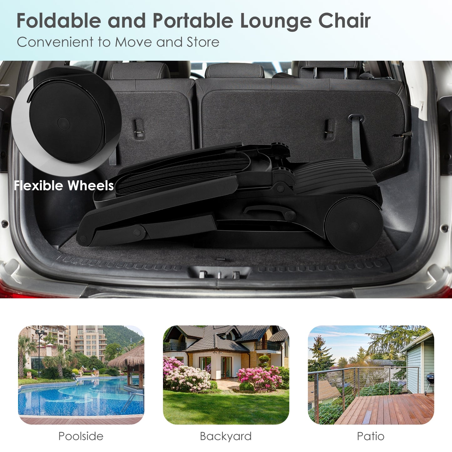 Adjustable Patio Sun Lounger with Wheels and Storage