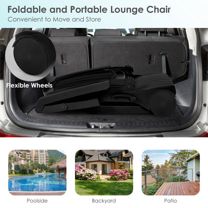 Adjustable Patio Sun Lounger with Wheels and Storage