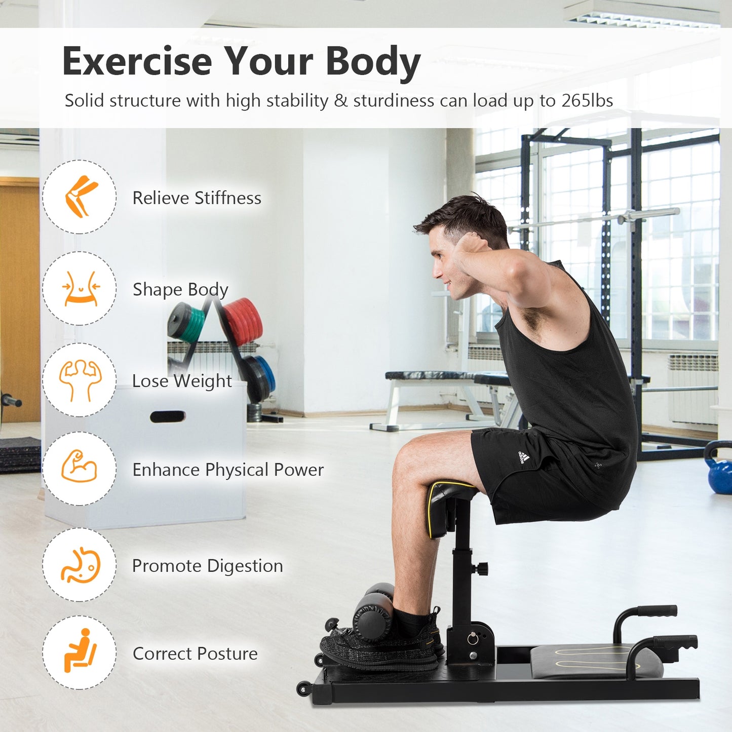 8-in-1 Sissy Squat Machine with Adjustable Height