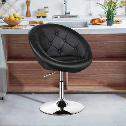 Adjustable Swivel Round Accent Chair with Tufted Back