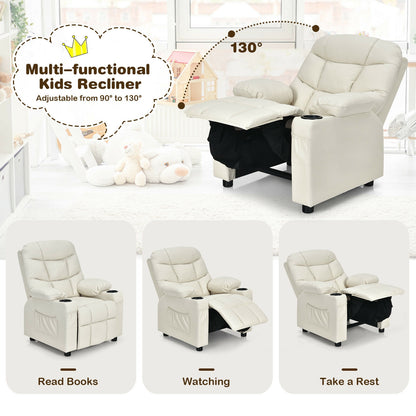 Kids Recliner Chair with Cup Holder and Footrest