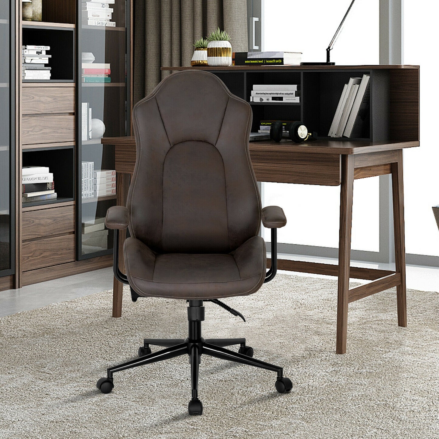 Executive Office Chair with Adjustable High Back and Armrests