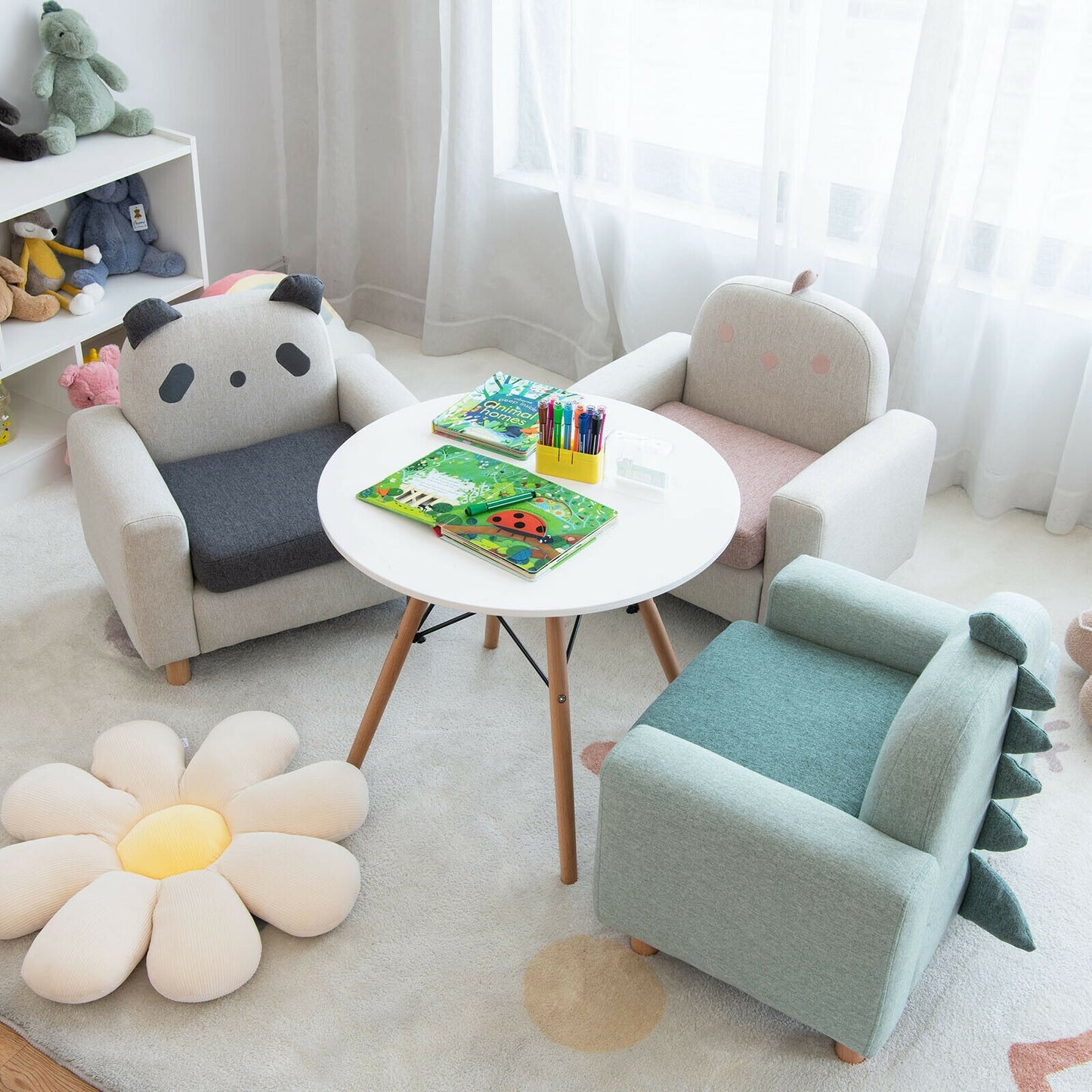 Kids Sofa with Armrests and Thick Cushion