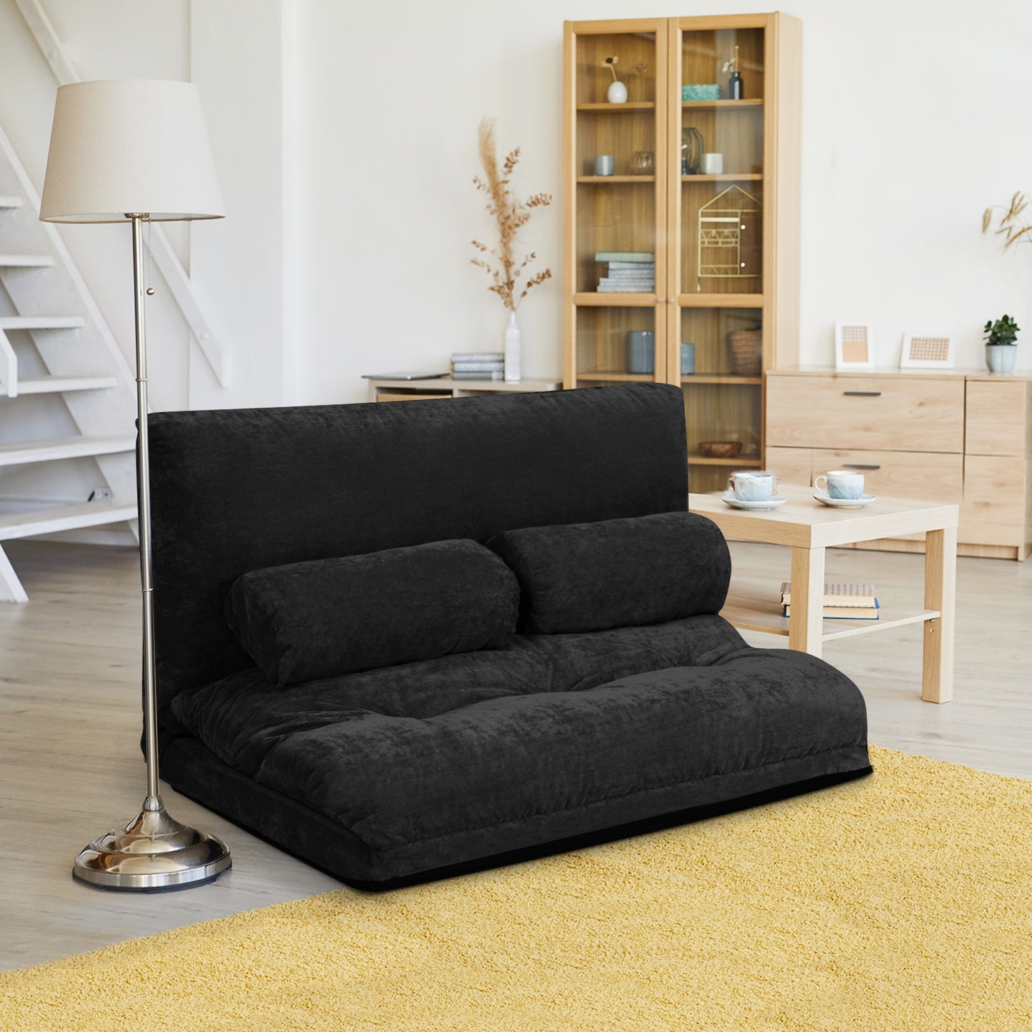 6-Position Adjustable Floor Sofa with 2 Pillows