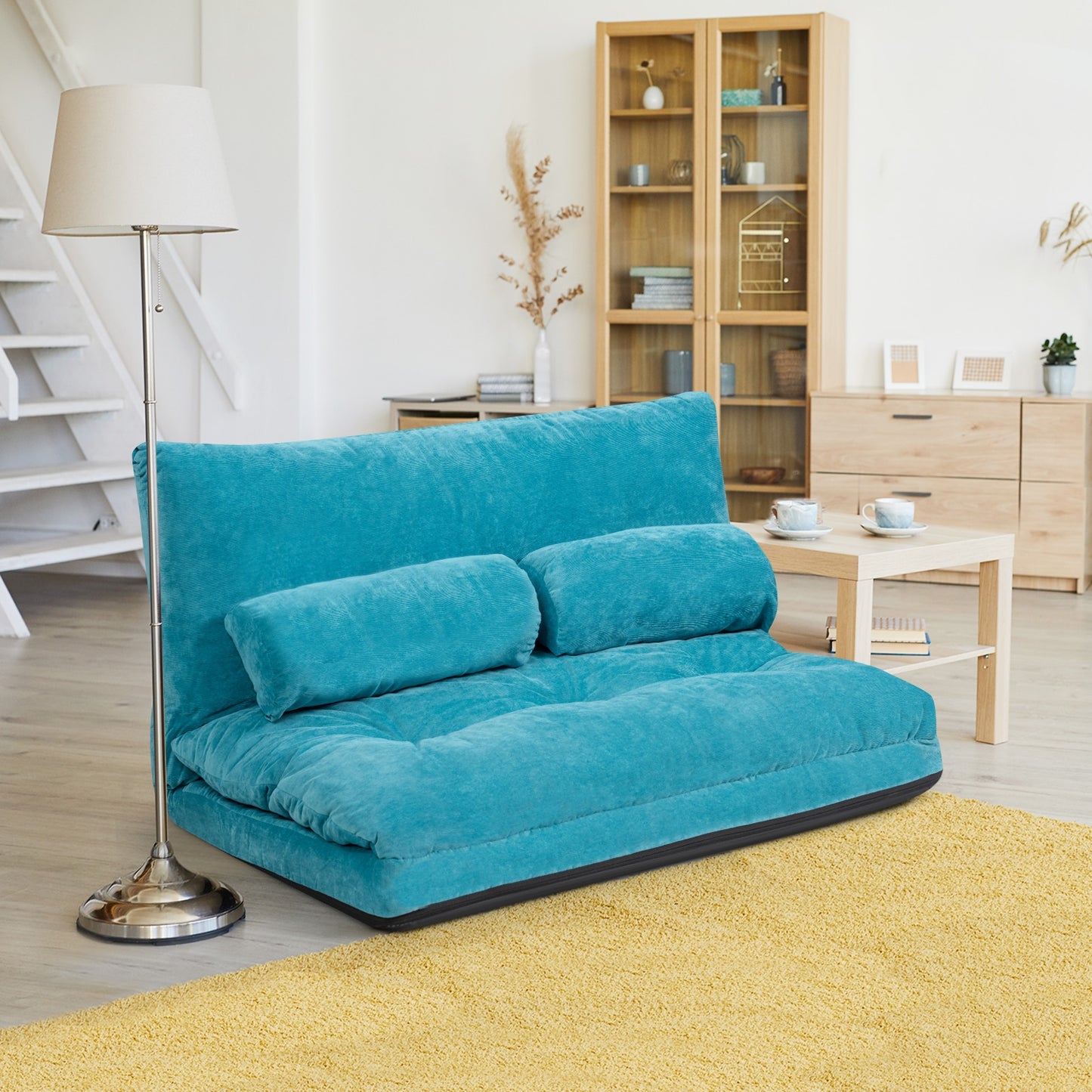 6-Position Adjustable Floor Sofa with 2 Pillows