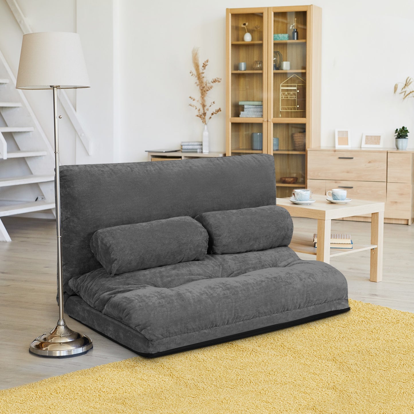 6-Position Adjustable Floor Sofa with 2 Pillows