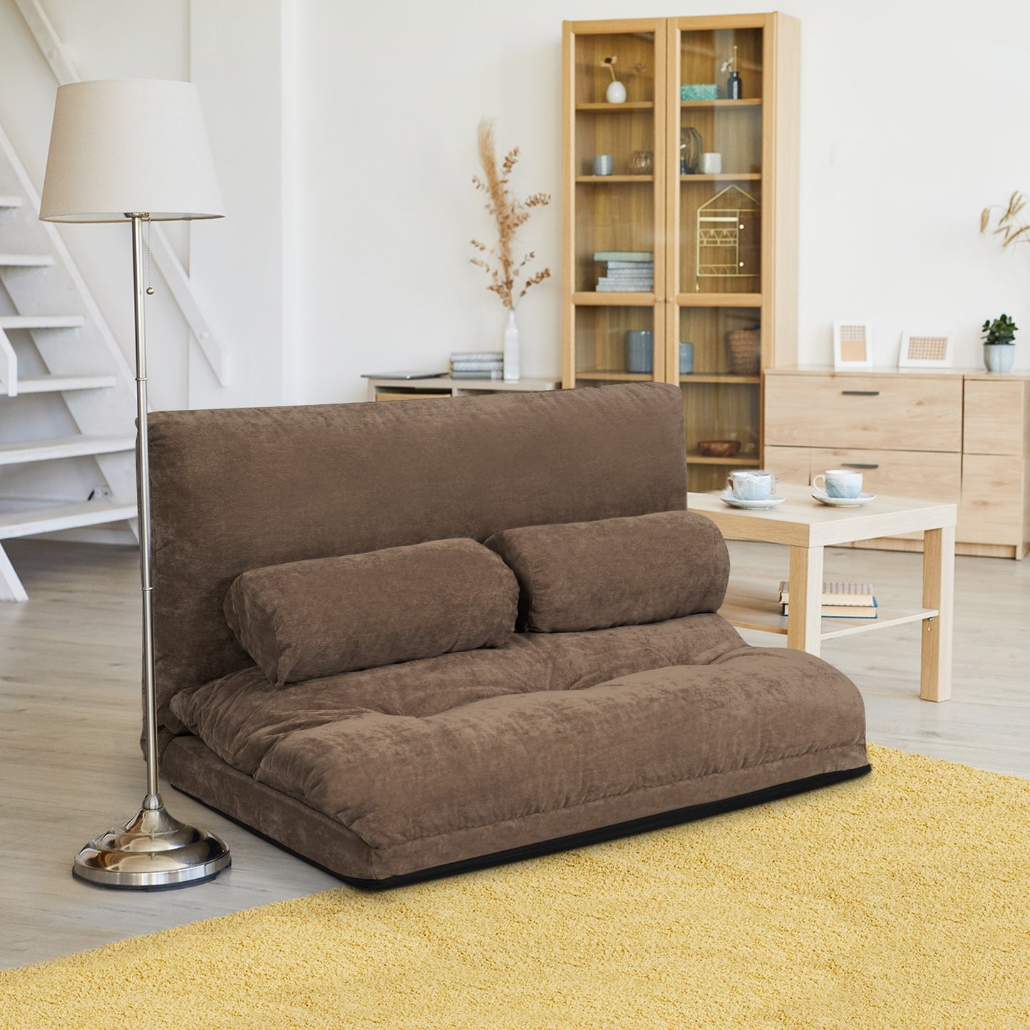 6-Position Adjustable Floor Sofa with 2 Pillows