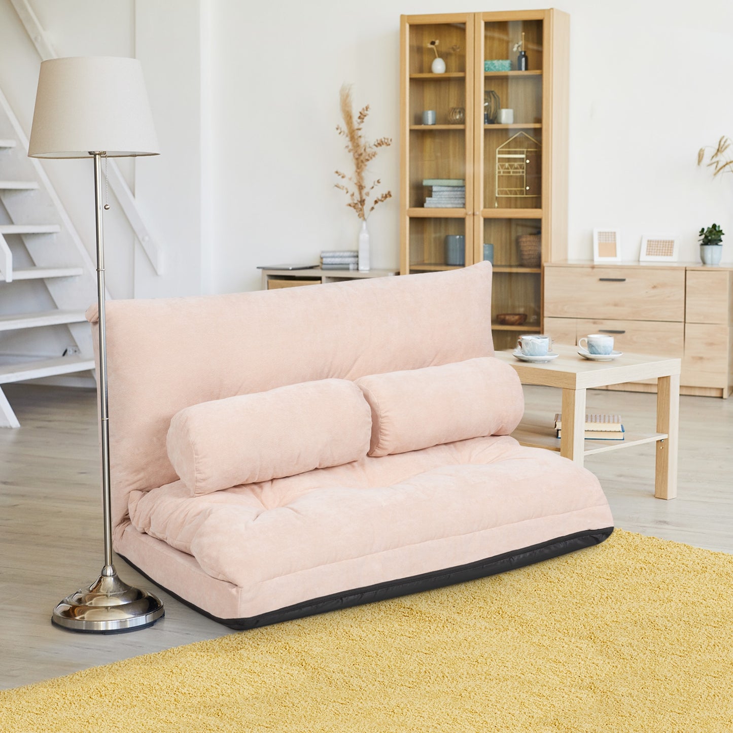 6-Position Adjustable Floor Sofa with 2 Pillows