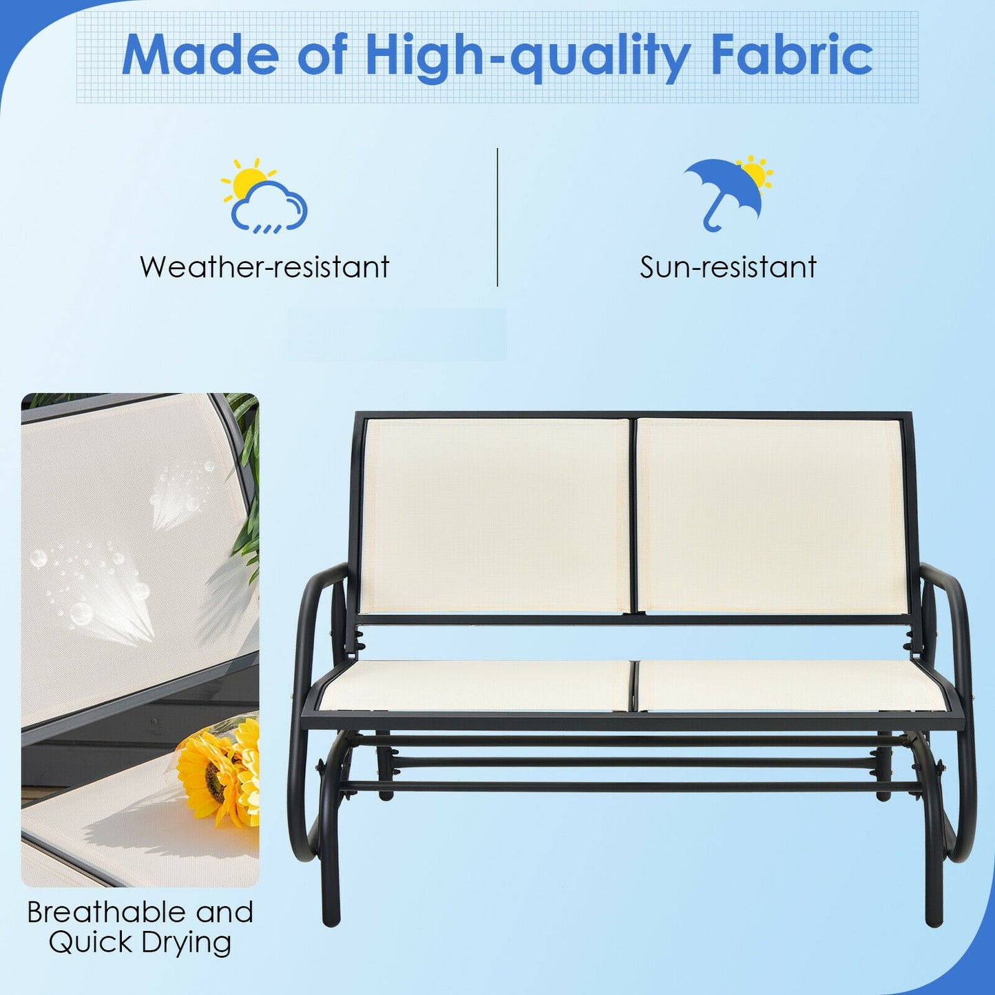 48-Inch Outdoor Glider Loveseat with Steel Frame