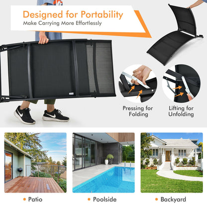 Folding Chaise Lounge Chairs Set of 2 with 5-Position Backrest