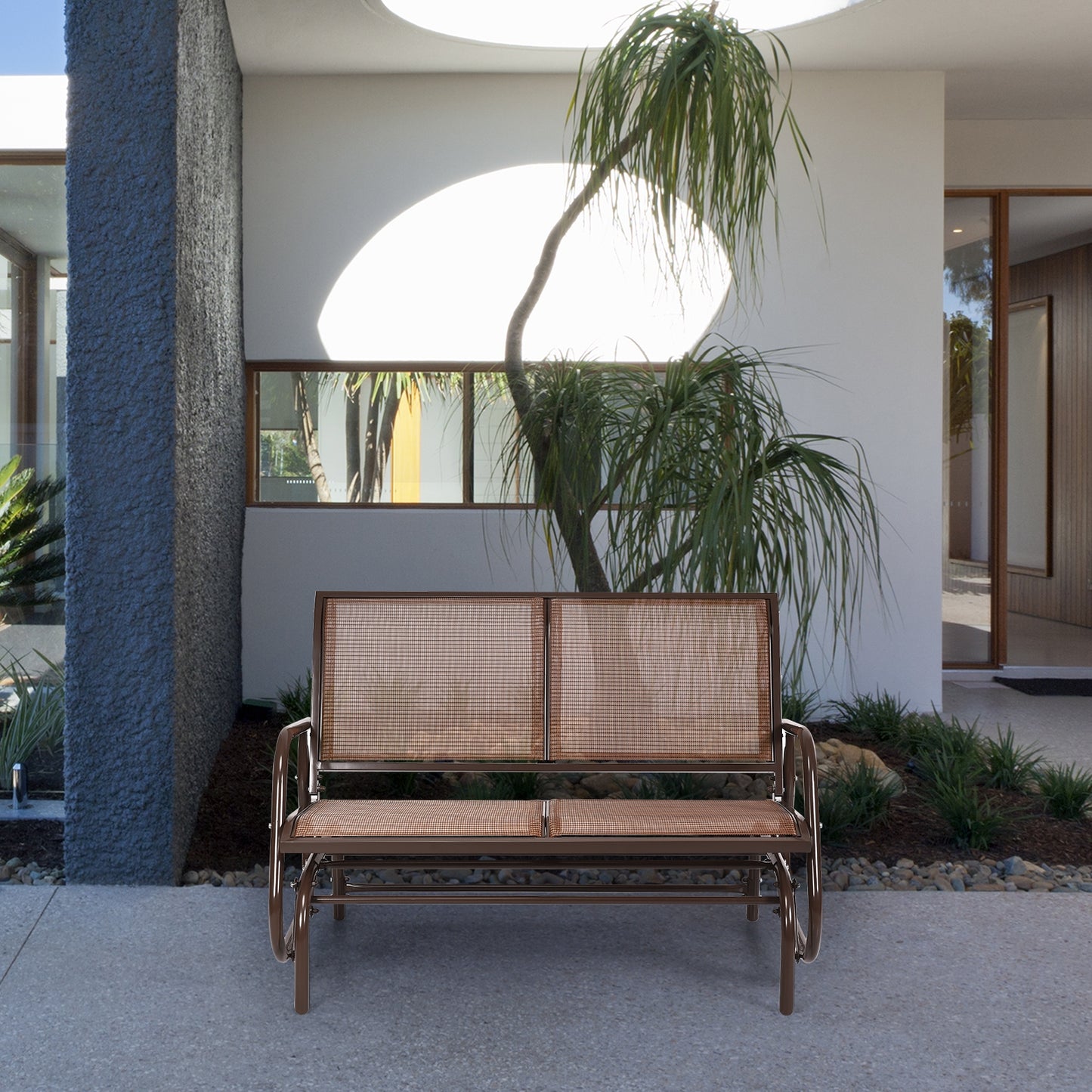 48-Inch Outdoor Glider Loveseat with Steel Frame