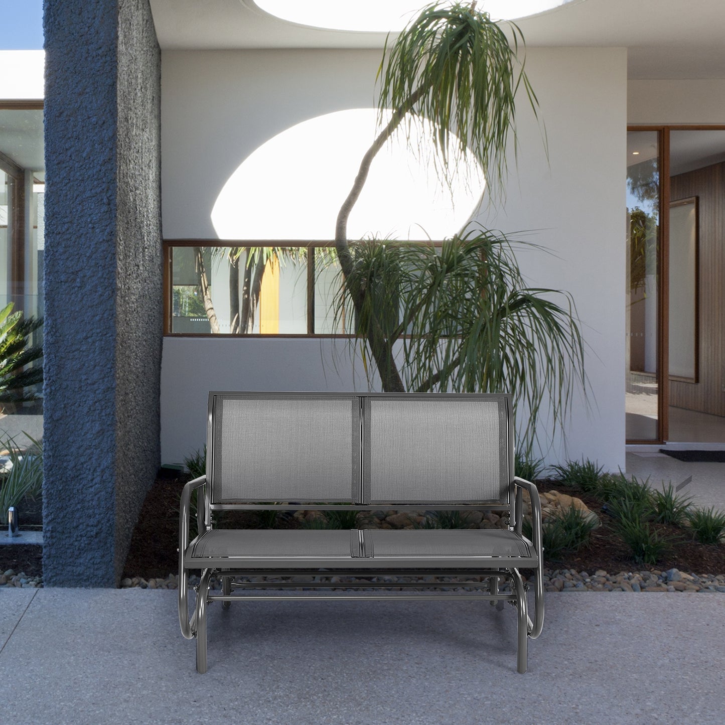 48-Inch Outdoor Glider Loveseat with Steel Frame