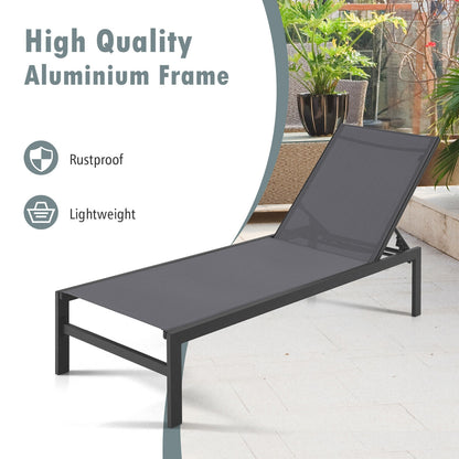 6-Position Adjustable Chaise Lounge Chair with Aluminum Frame