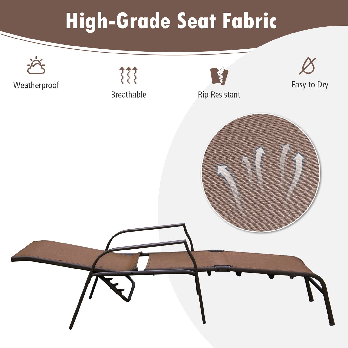 Folding Chaise Lounge Chair Set with Adjustable Back - 2 Pieces