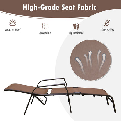 Folding Chaise Lounge Chair Set with Adjustable Back - 2 Pieces