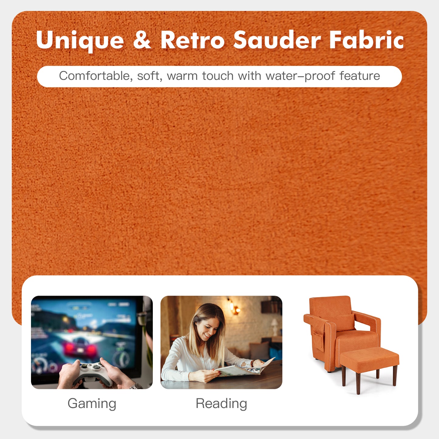 Berber Fleece Accent Chair with Ottoman and Waist Pillow