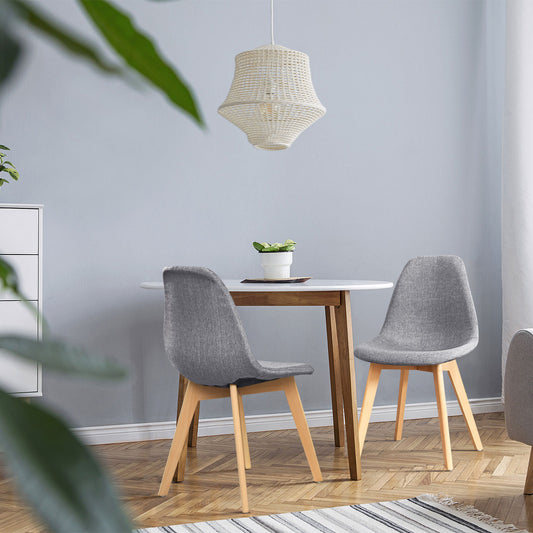 Modern Dining Chairs Set of 4 with Wood Legs and Fabric Cushion