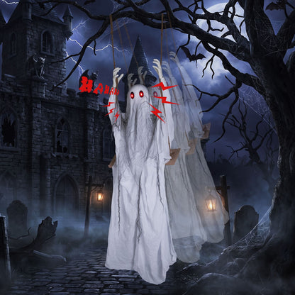 6.6 ft Halloween Animated Swing Ghost with Light up Eyes