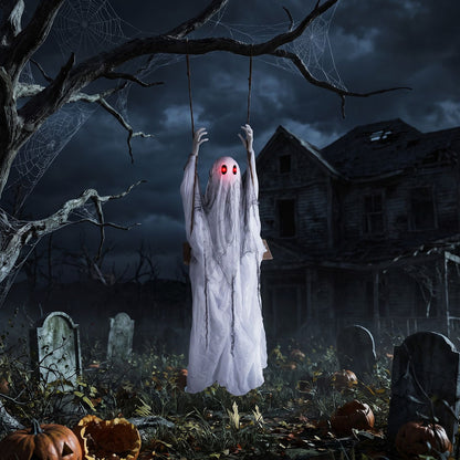 6.6 ft Halloween Animated Swing Ghost with Light up Eyes