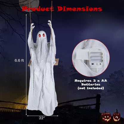 6.6 ft Halloween Animated Swing Ghost with Light up Eyes