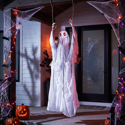 6.6 ft Halloween Animated Swing Ghost with Light up Eyes