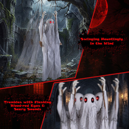 6.6 ft Halloween Animated Swing Ghost with Light up Eyes