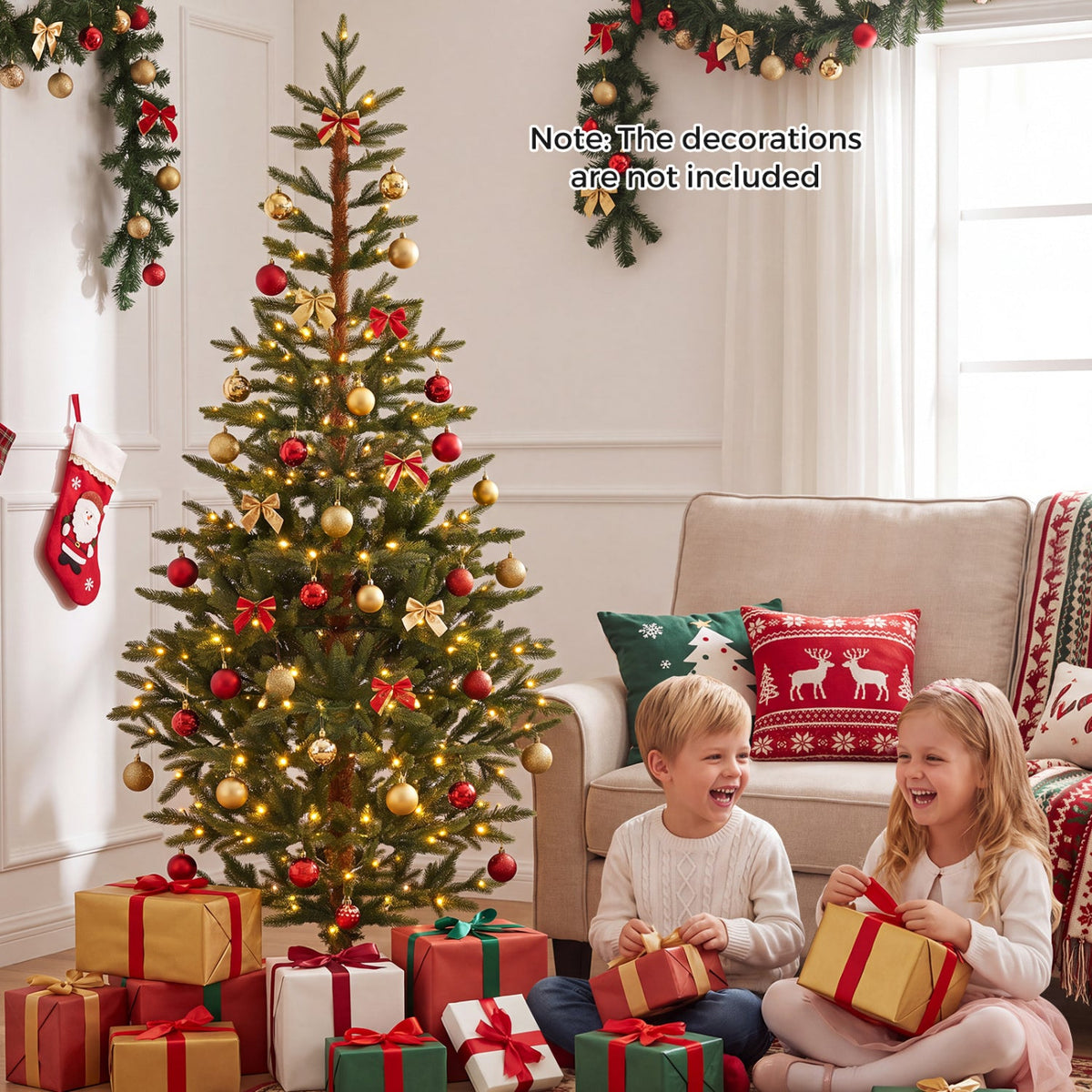 6 FT Pre-Lit Artificial Christmas Tree with 250 LED Lights