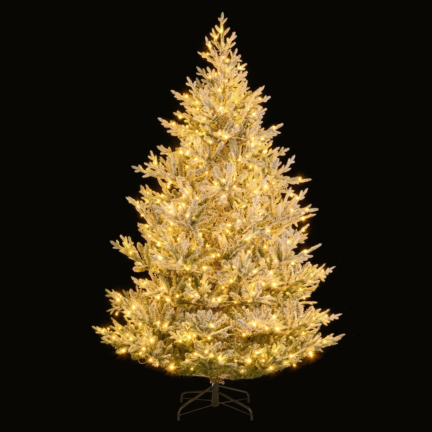 6/7/8 Feet Pre-Lit Artificial Christmas Tree Hinged Snow Flocked Xmas Tree