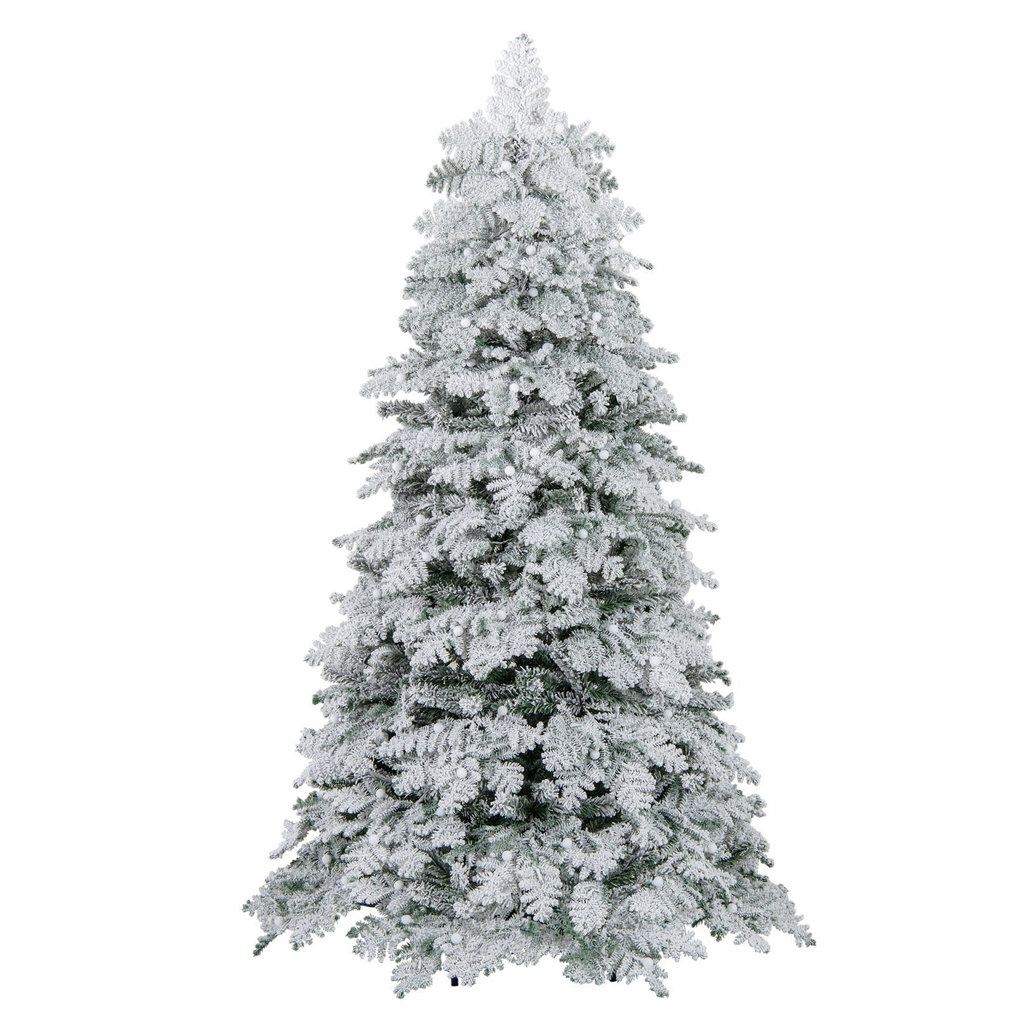 6/7 Feet Artificial Snow-flocked Christmas Tree Pre-lit Hinged Xmas Tree with 130 Twinkle Balls