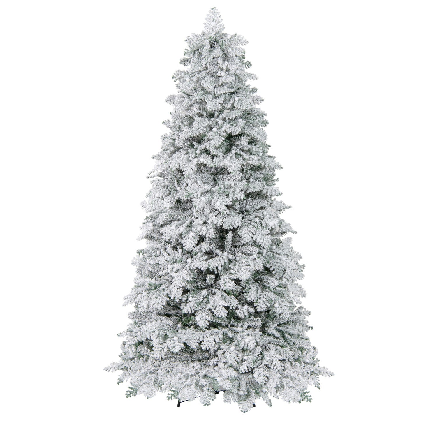 6/7 Feet Artificial Snow-flocked Christmas Tree Pre-lit Hinged Xmas Tree with 130 Twinkle Balls