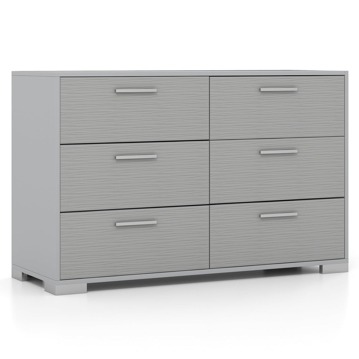 6 Drawer Storage Cabinet with Metal Legs Handles with Anti-Toppling Devices-Grey