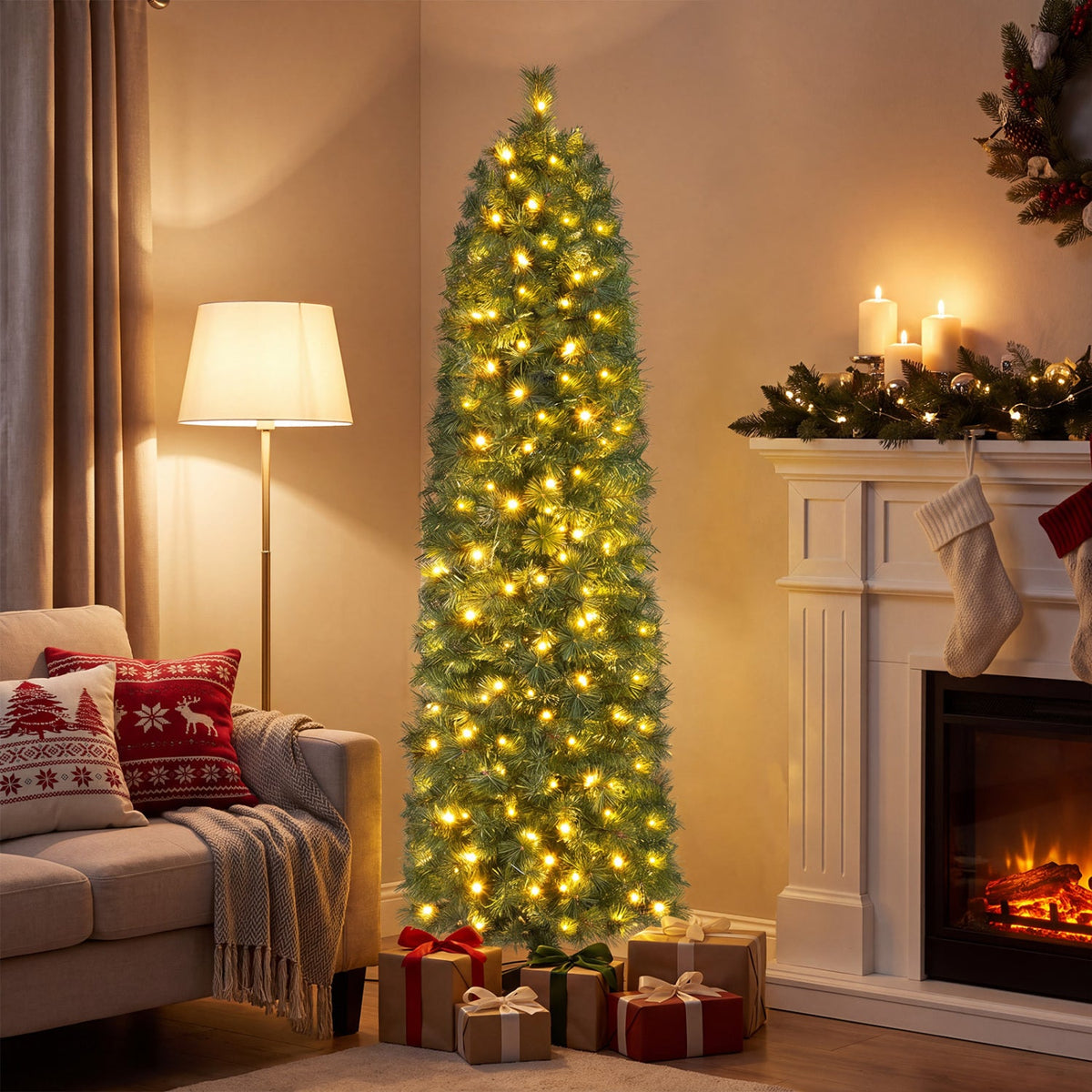 8 FT Artificial Pine Christmas Tree with 575 Branch Tips