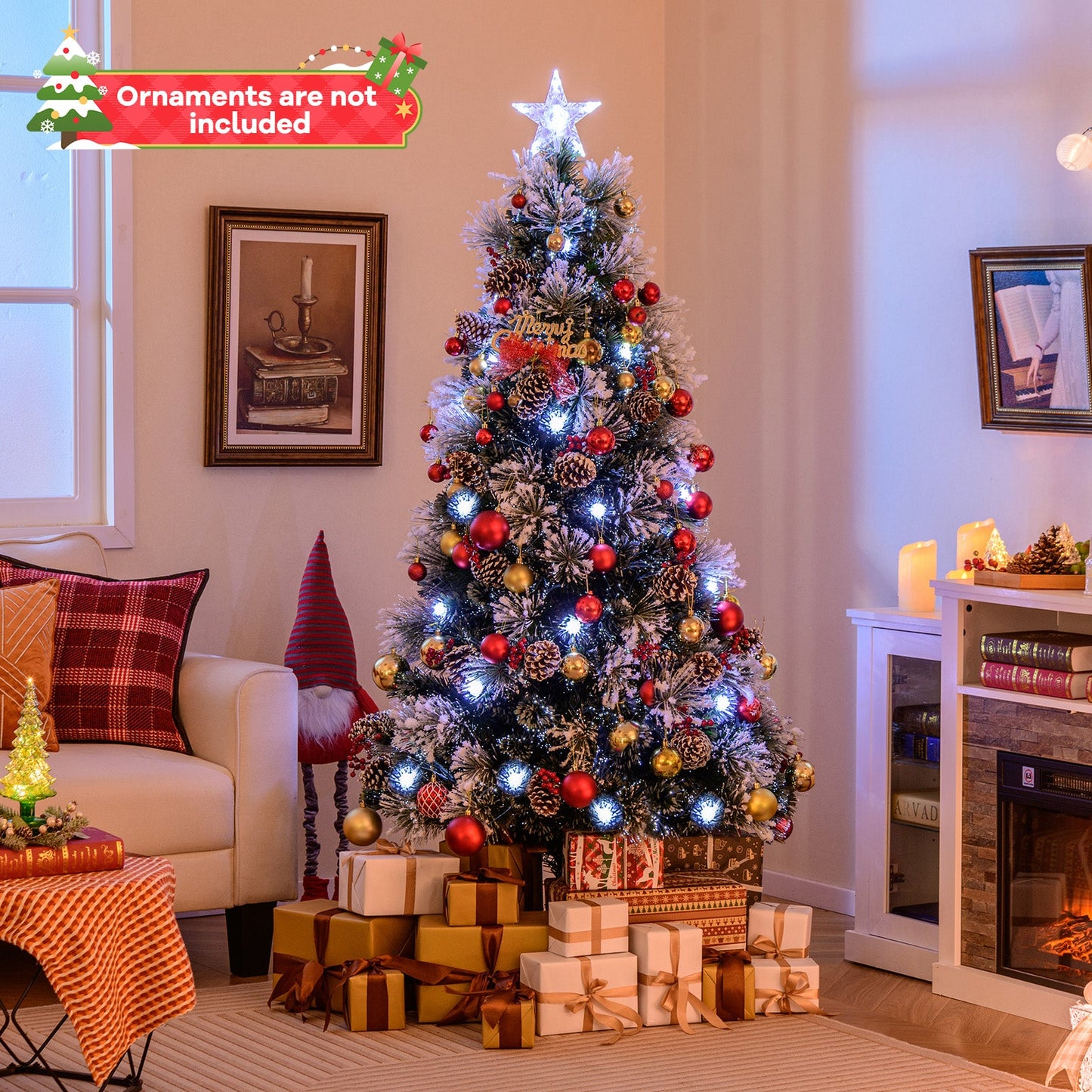 5 FT Flocked Christmas Tree with 8 Lighting Modes