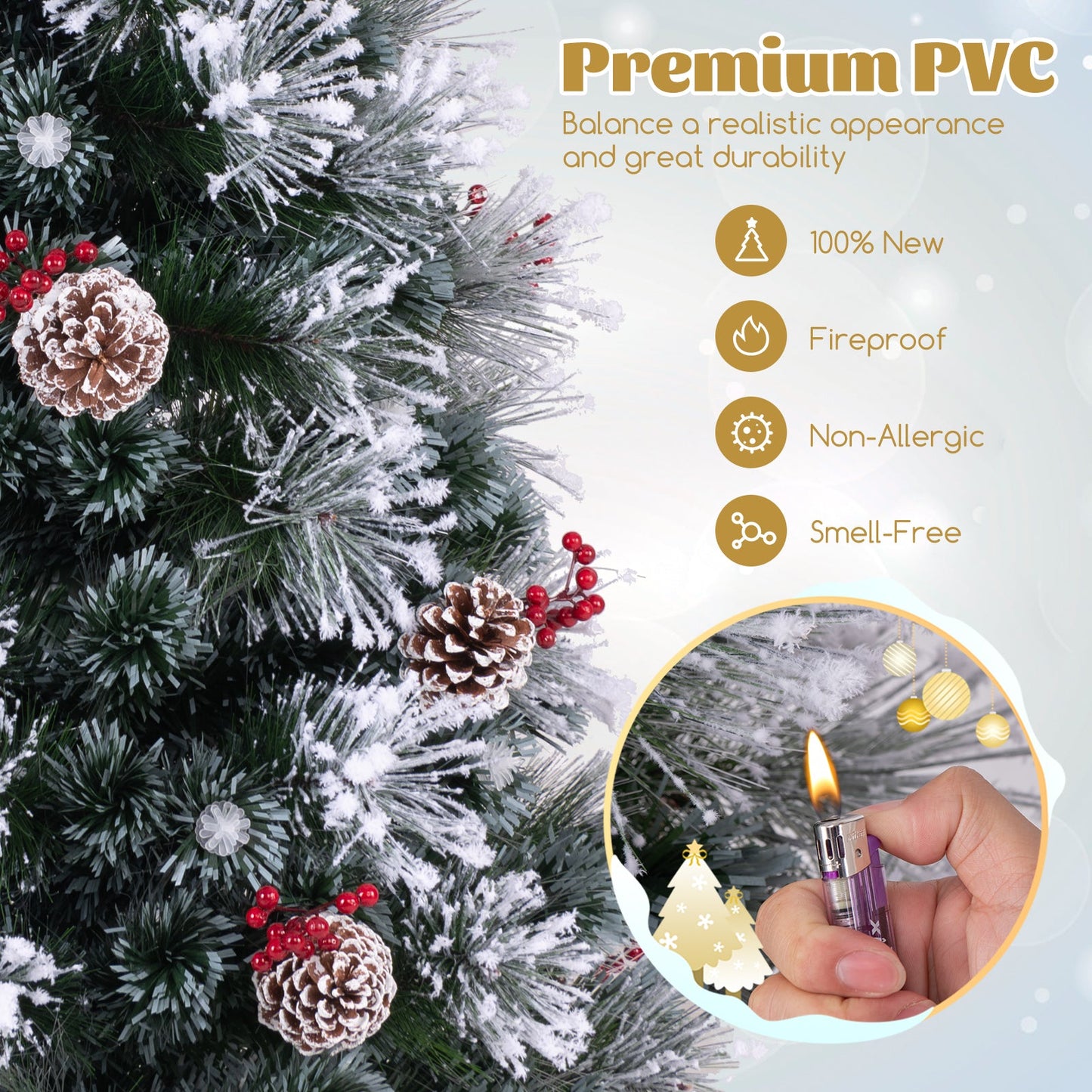 5 FT Flocked Christmas Tree with 8 Lighting Modes