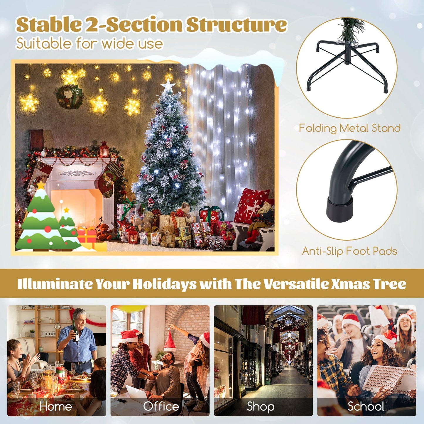 5 FT Flocked Christmas Tree with 8 Lighting Modes