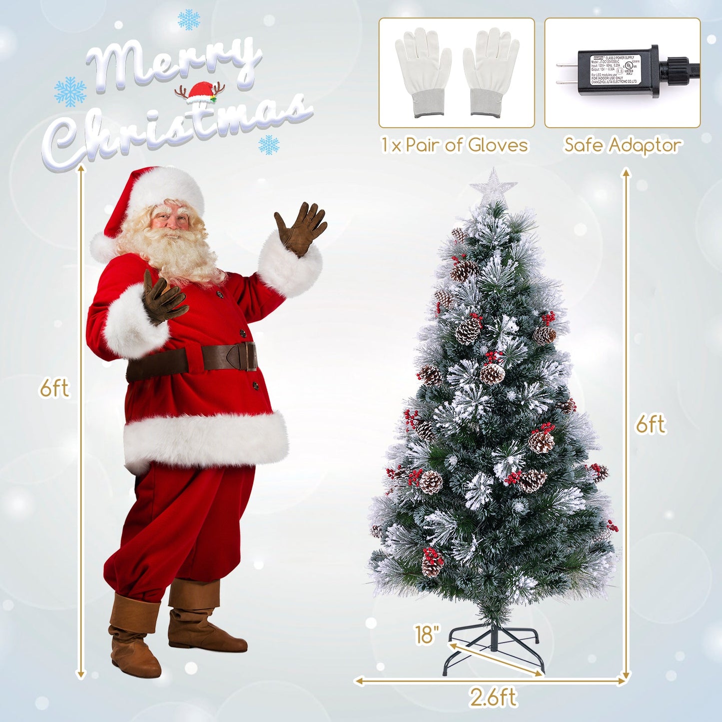 5 FT Flocked Christmas Tree with 8 Lighting Modes