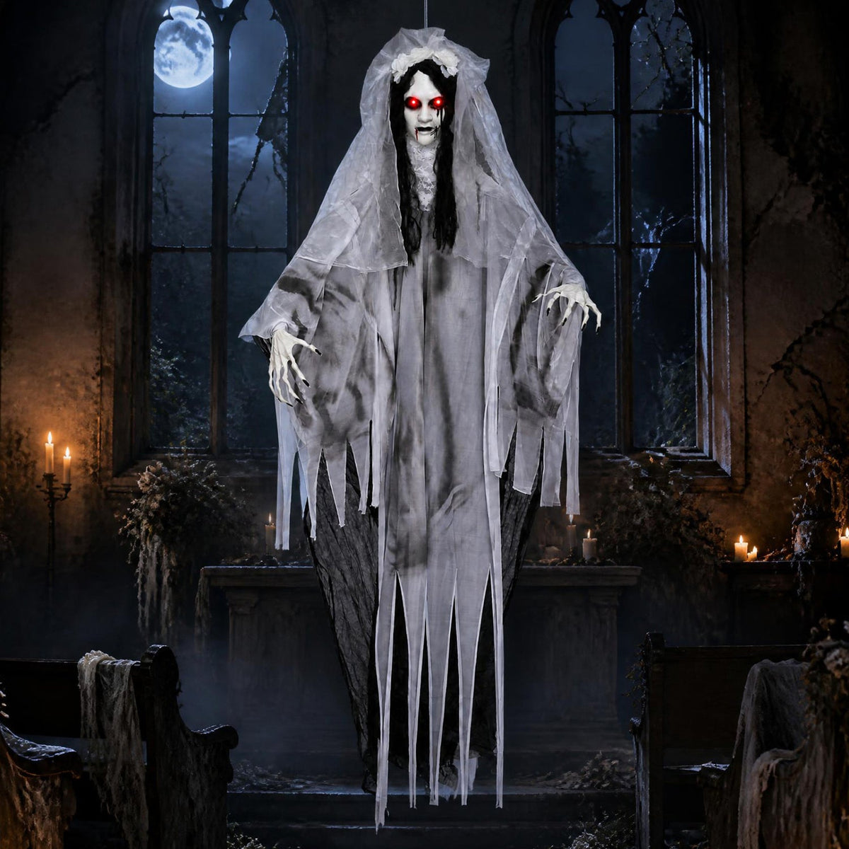 6 FT Ghost Bride Halloween Decoration with Sound & Lights