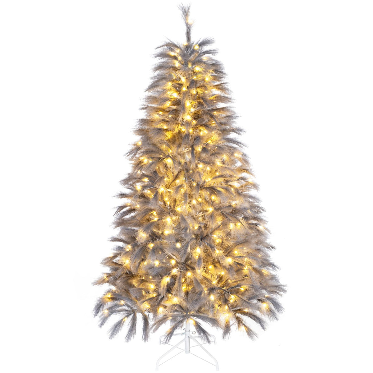 6 FT Pre-Lit Christmas Tree with Feather-Inspired Branch Tips